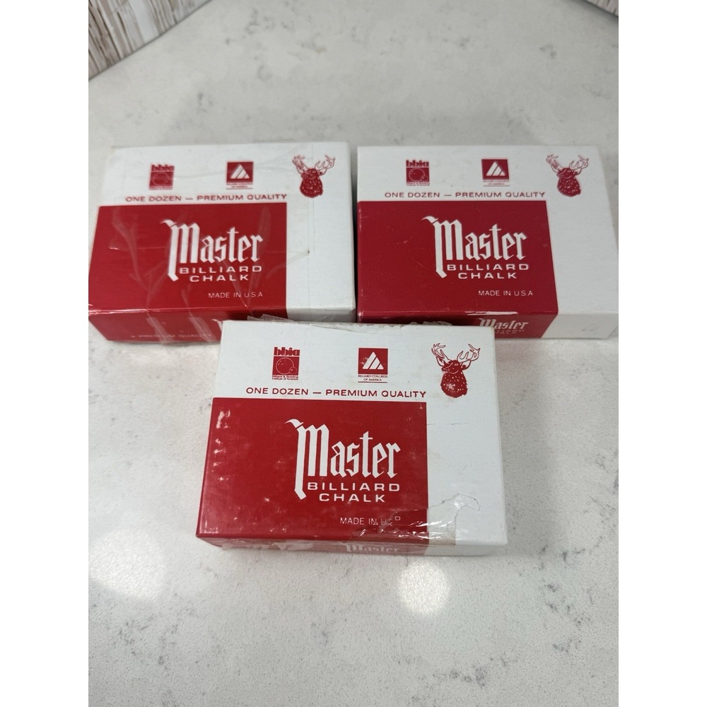 Master GOLD-TAN-CAMEL Pool Billiard Cue Stick Chalk Doz. 12-Pack 3 Dozen 12 ct.